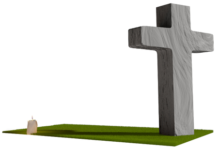 cross grave candle light 3d-illustrationの写真素材