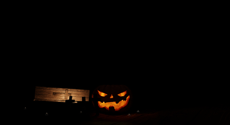 halloween pumpkin in the night 3d-illustrationの写真素材