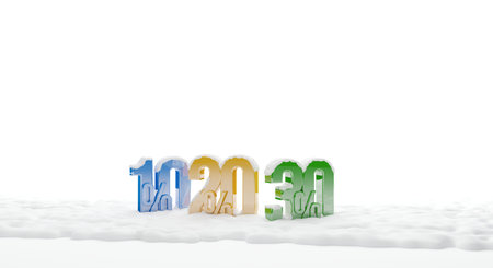 10 20 30 % christmas winter discount sale 3d-illustration