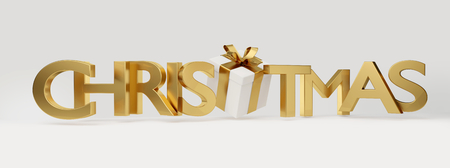 christmas golden bold letters 3d-illustrationの写真素材