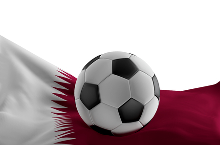 flag of Qatar with soccer ball 3d-illustrationの写真素材