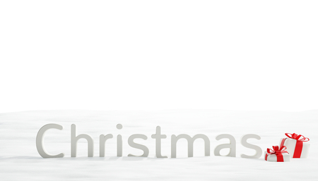 christmas snow with christmas presents 3d-illustrationの写真素材