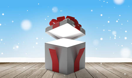 opened surprise christmas present 3d-illustrationの写真素材