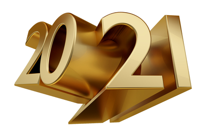 2021 golden bold letters 3d-illustrationの写真素材