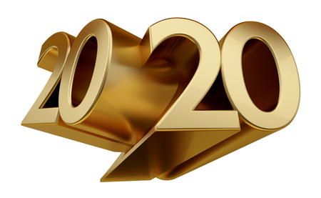 2020 golden bold letters 3d-illustrationの写真素材