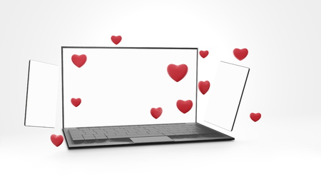 computer mobile phone online dating flirt online 3d-illustrationの写真素材