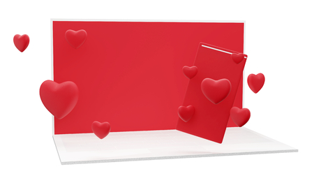 computer mobile phone online dating flirt online 3d-illustrationの写真素材