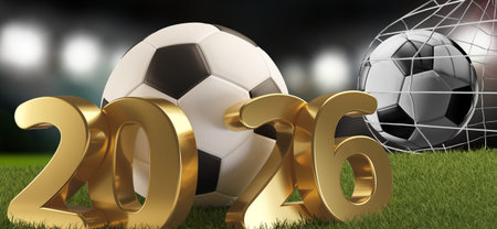 soccer ball 2026. 3d-illustration