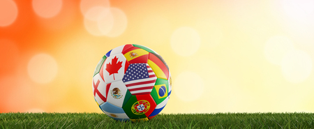 soccer ball flags design USA Canada Mexico 3d-illustrationの写真素材