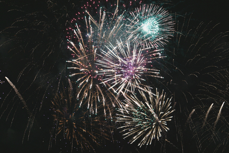 Fireworks background sky at night backgroundの写真素材