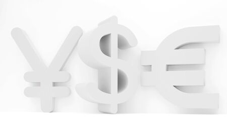 yen dollar euro 3d-illustrationの写真素材
