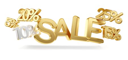 Sale golden bold letters 3d illustrationの写真素材