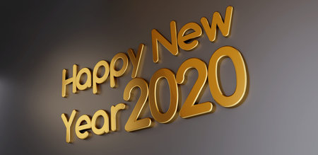 happy new year 2020 golden bold letters 3d-illustration