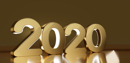 new year golden 2020 3d-illustration isolated