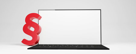 computer law paragraph with blank screen 3d-illustration