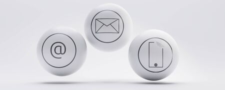 contact us contact method modern sphere symbol backdrop 3d-illustrationの写真素材