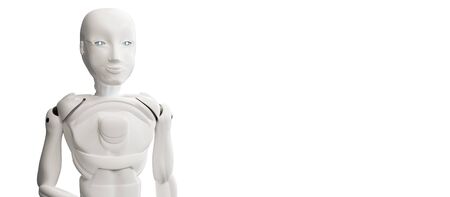 artificial intelligence robot white 3d-illustrationの写真素材