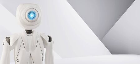 artificial intelligence robot white 3d-illustrationの写真素材