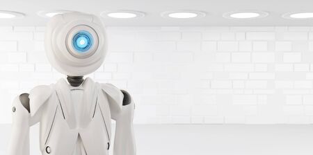 artificial intelligence robot white 3d-illustrationの写真素材