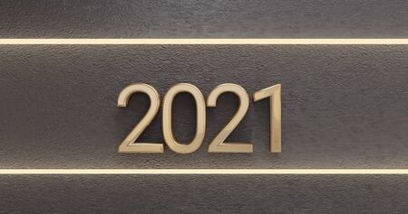 2021 golden dark background 3d-illustrationの写真素材