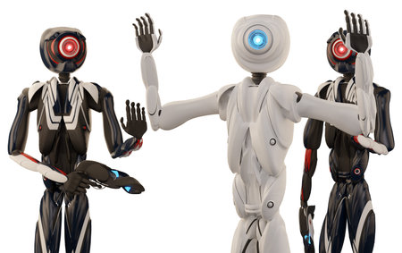 Arrest by autonomous robotic police 3d-illustration