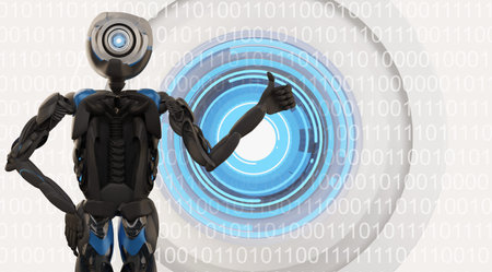 robot artificial intelligence data visualization machine learning or data scan 3d-illustrationの写真素材