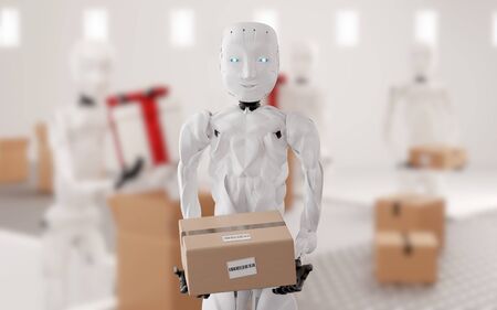 robots packages artificial intelligence 3d-illustrationの写真素材