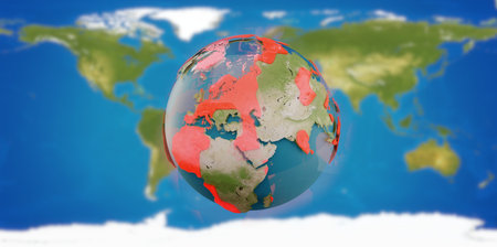 red zones on planet earth 3d-illustration. elements of this image furnished by NASAの写真素材