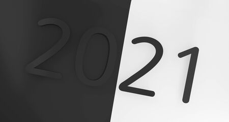 2021 bold letters dark creative design 3d-illustrationの写真素材