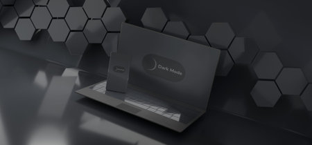 mobile phone and computer dark design 3d-illustration