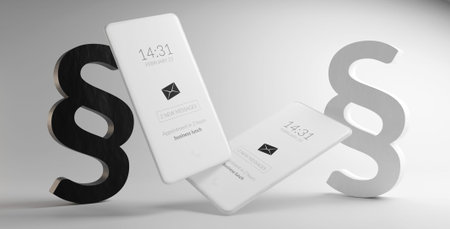 paragraph law mobile phone design background 3d-illustration