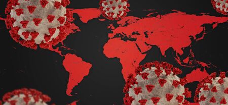 world map and virus COVID-19 Coronavirus symbolic 3d-illustration. elements of this image furnished by NASAの写真素材