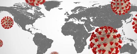 map and Coronavirus COVID-19 design 3d-illustration.の写真素材