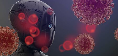 robot artificial intelligence concept of Coronavirus 3d-illustration backgroundの写真素材