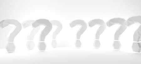 questions marks light gray white background graphic 3d illustrationの写真素材