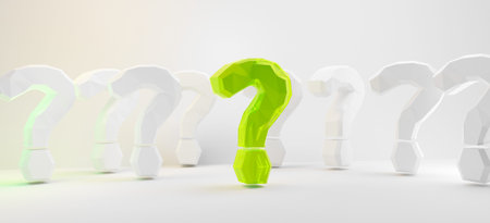questions marks modern and light gray white background graphic 3d-illustration