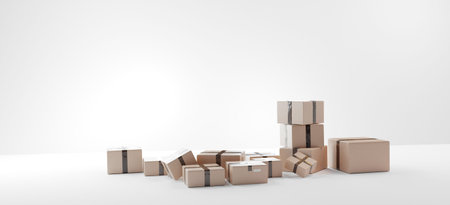 parcel packages 3d-illustration brown typical package design