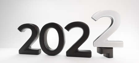 2022 new year white dark design 3d illustration