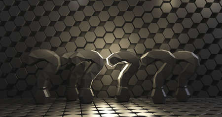 question marks dark black design 3d illustration