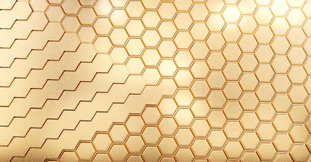 golden grid background hexagonal 3d illustration