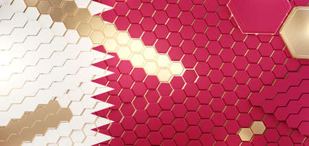 Qatar hexagonal grid pattern design 3d illustration backgroundの写真素材