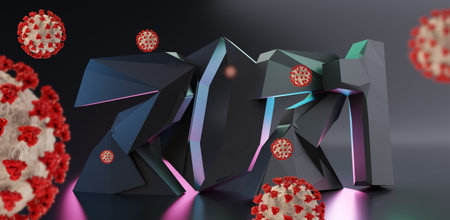 concept of COVID-19 Corona virus and the year 2021. 3d illustration