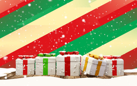 Christmas presents concept snow background 3d illustration