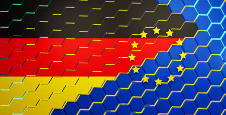 concept of Germany and Europe background. hexagonal grid structure 3d illustrationの写真素材