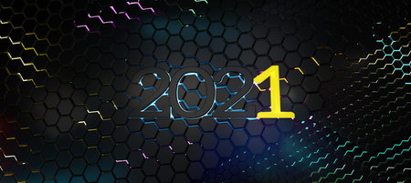 2021 hexagonal background concept. 3d illustration