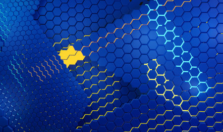 creative hexagonal Europe background design 3d illustration