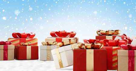 christmas gifts festive snow design 3d illustration
