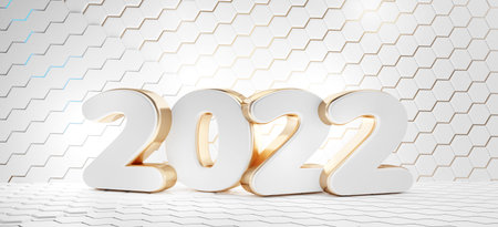 2022 bold symbol golden white 3d illustration