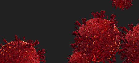 covid-19 coronavirus red virus cell 3d illustration