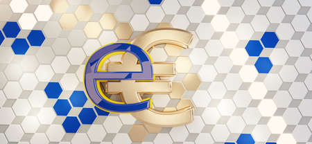 symbol of the digital currency E Euro symbolic Euro design 3d-illustrationの写真素材